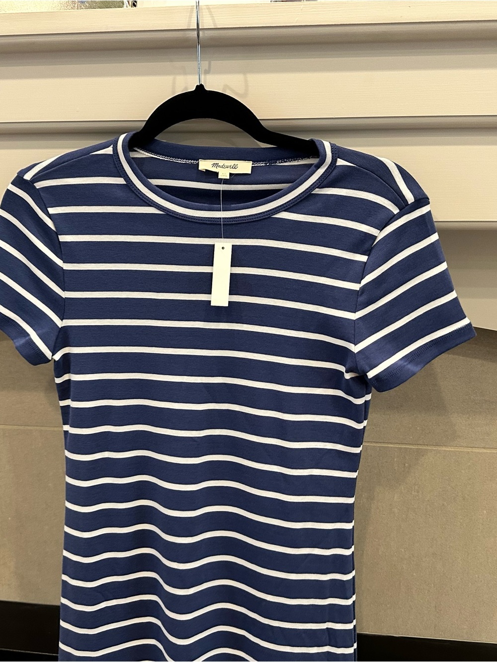 Madewell Navy & White Striped Crewneck Short-Sleeve Tee